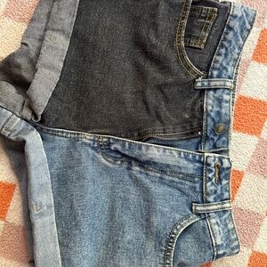Two-Tone Denim Shorts